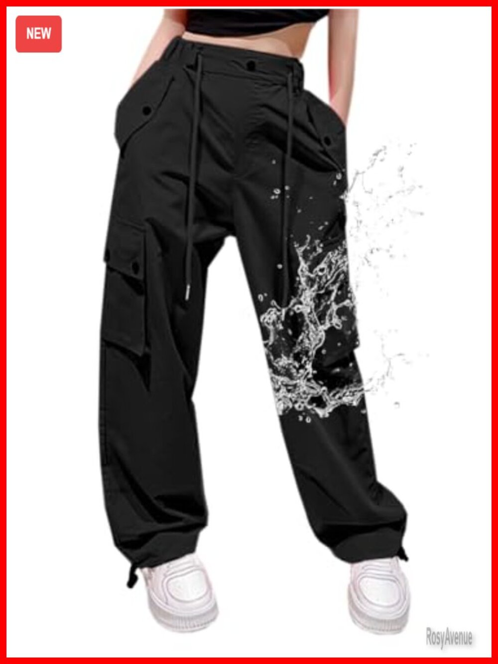 Y2K Cargo Parachute Pants Wide Leg Baggy Rave Streetwear Waterproof Nylon